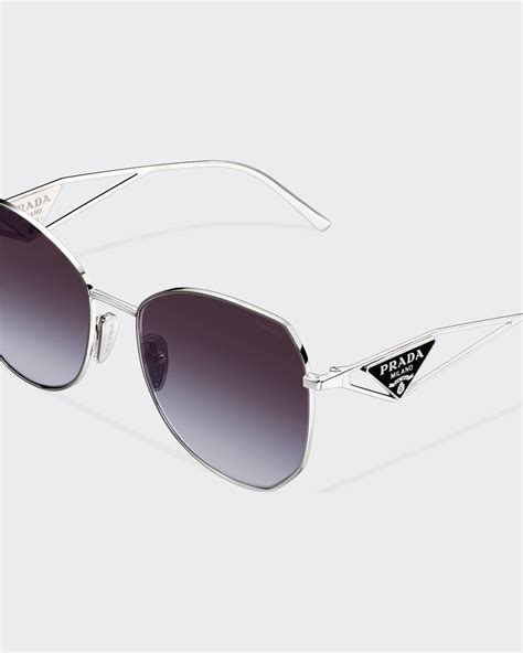 prada sunglasses grey green spr50ts|Gradient Smoky Gray Lenses Sunglasses With Triangle Logo.